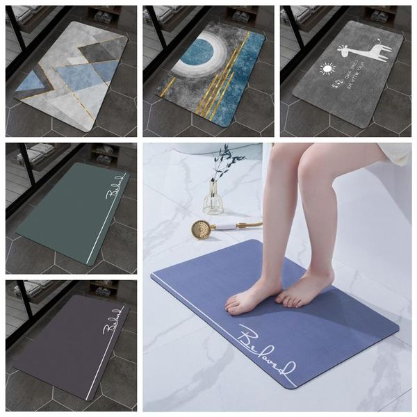 

bath mats 60x40cm household entrance doormat floor nappa skin non-slip quick drying mat bathroom rug super absorbent