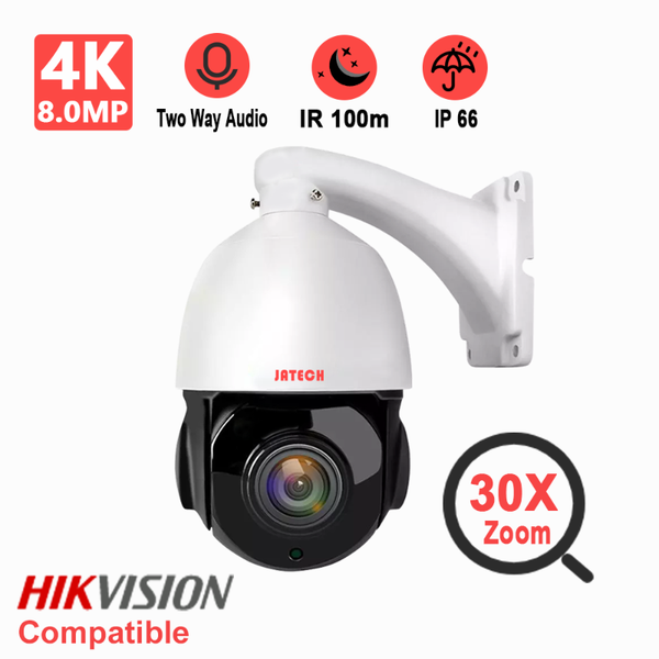 

poe 8mp 4k 30x zoom mini ip ptz security camera with adapter sony imx415 ir 100m two way audio hikvision compatible cameras