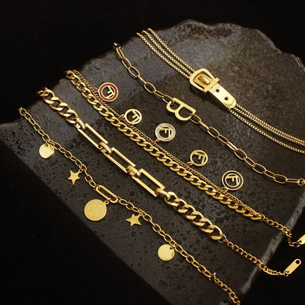 

thick chain ti-tanium steel bracelet letter disc five pointed star b-shaped belt hip hop punk popular bracelet, Black