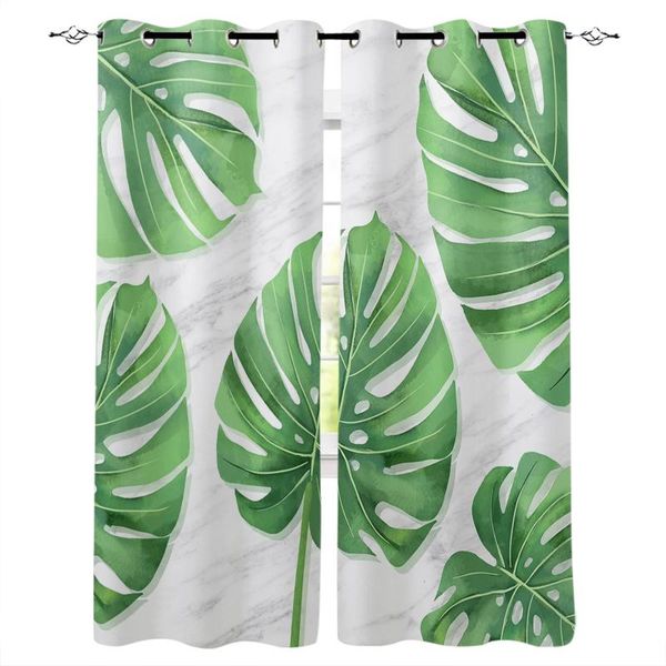 

tropical leaves marble background bedroom modern window curtain for living room decoration curtains home textile drapes &
