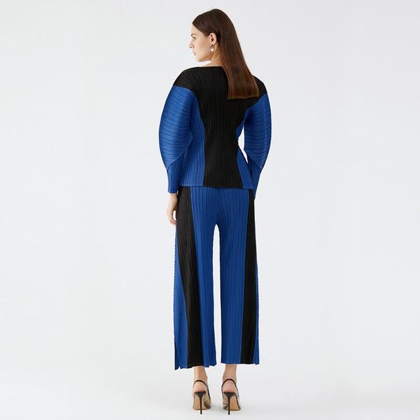 

women's two piece pants korean version contrast color long sleeve set 2021 fashion two-piece wide leg, White