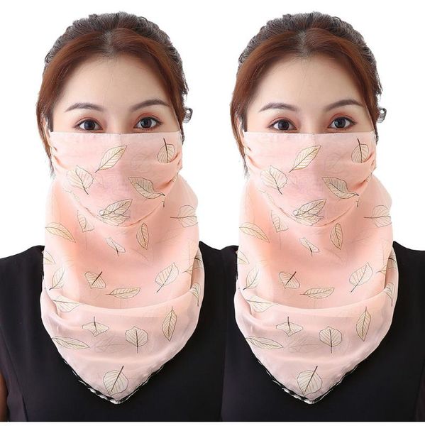 

scarves 2pcs sun protection face scarf women outdoor riding triangle chiffon neck gaiter proof with ear loops, Blue;gray