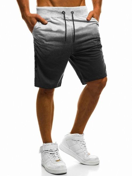 

men ombre drawstring waist slant pocket shorts y94q#, Black