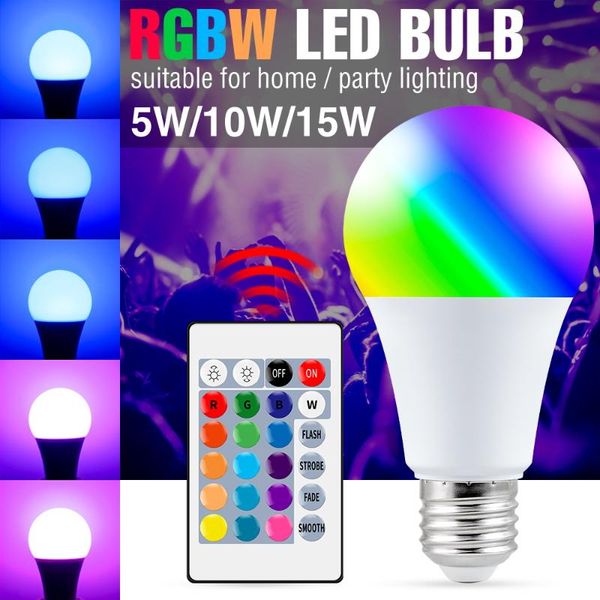 

bulbs duutoo rgbw light e27 bulb led bombillas 220v smart lamp wireless remote control switch change color 5w 10w 15w