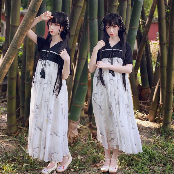 

ethnic clothing 2021 chinese style summer hanfu woman fashion fairy elegant dance costumes retro short sleeve mesh dress han dynasty outfits, Red
