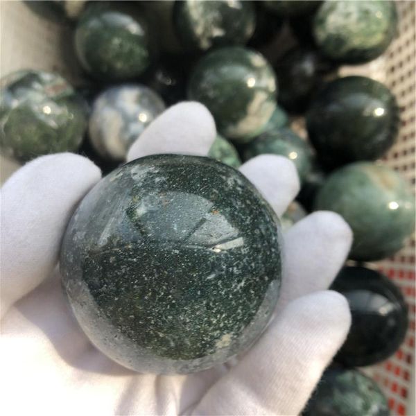 

natural moss aquatic agate quartz crystal sphere ball for healing chakra decoration decorative objects & figurines