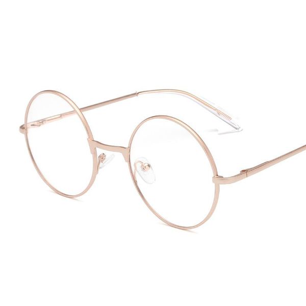 

sunglasses 2021 fashion simple round plain glasses for men women metal frame wedding party eyeglasses spring hinge, White;black