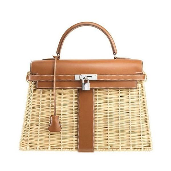

2019 new summer rattan bag ins woven women's straw hand kellyss one shoulder straddle handbag yyds