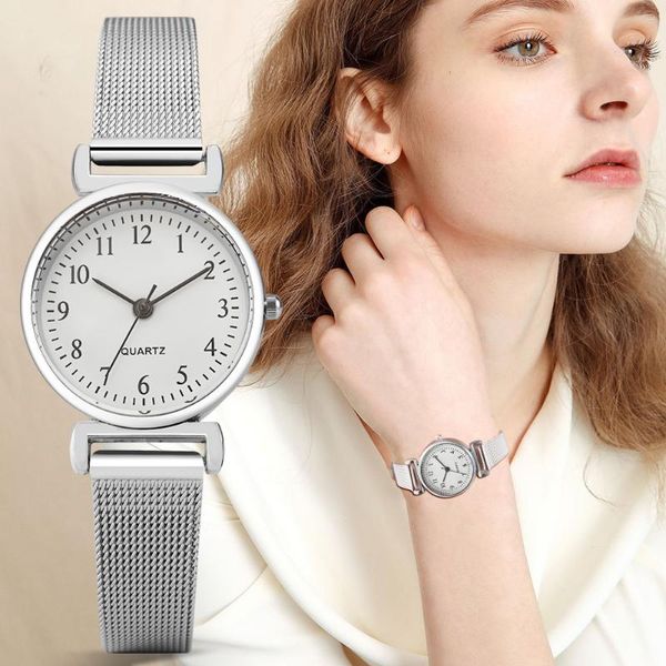 

wristwatches 2021 women quartz watches bracelet set gift for female watch fashion casual women's wrist, Slivery;brown