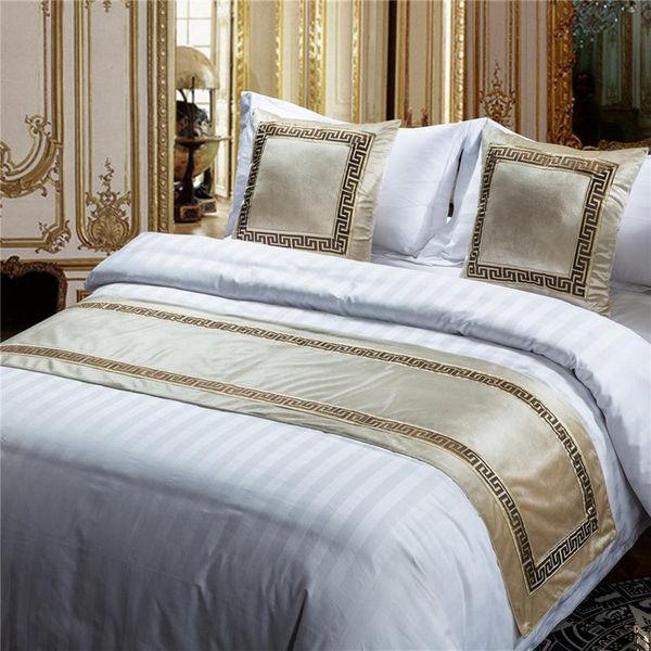 

table runner high-grade pure color embroidery bed runners chinese style velvet throw golden red flag covers pillowcases