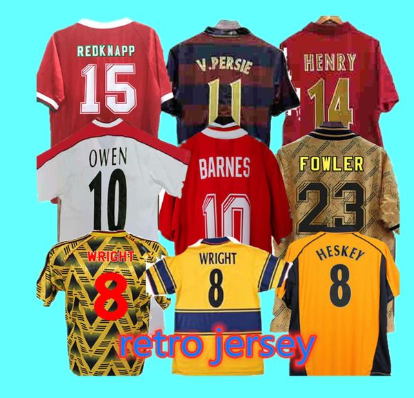 

retro gunners soccer jerseys shirts pires henry v. persie fabregas home away rosicky reyes vieira bergkamp football 05 06 94 91 93 98 02 04, Black