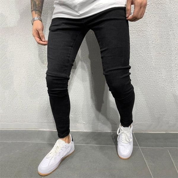 

classic cowboys young man jogging pants pencil jeans slim men trousers casual pocket pants streetwear mens denim jeans 210320, Blue