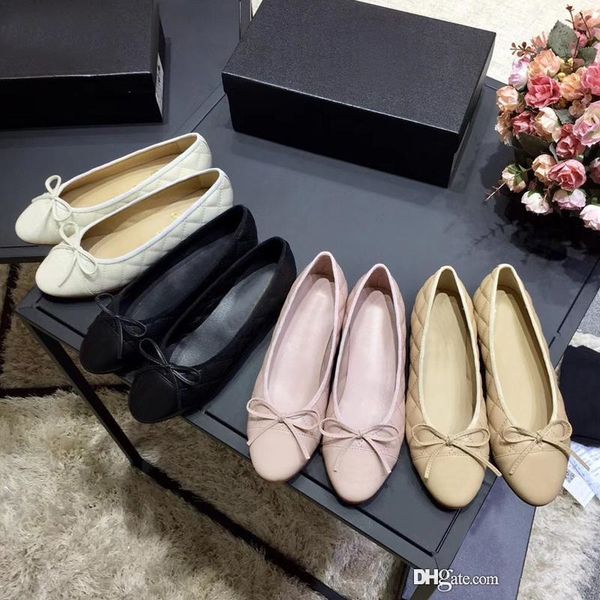 

woman dress shoes designer genuine soft leather ladies bow shoes luxury letter classic woman sheepskin flat boat shoes large size us11 34-42, Black
