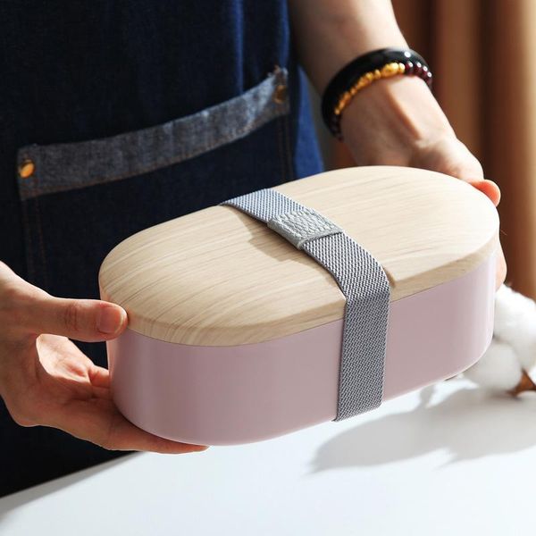 

dinnerware sets oval lunch box 800ml bento with compartments wooden sealed leakproof tableware student office microwave container