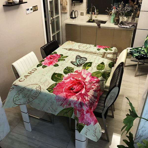 

table cloth vintage flowers print pattern waterproof dinning cover wedding party rectangular home textile kitchen decor