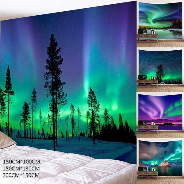 

tapestries natural forest aurora printed large wall tapestry hippie hanging bohemian (150x100cm/150x130cm/200x150cm)