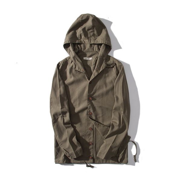 

men's casual shirts design -3xl autumn spring jacket brand fashion dark green jackets male cotton and flax coat for men chaqueta casac, White;black