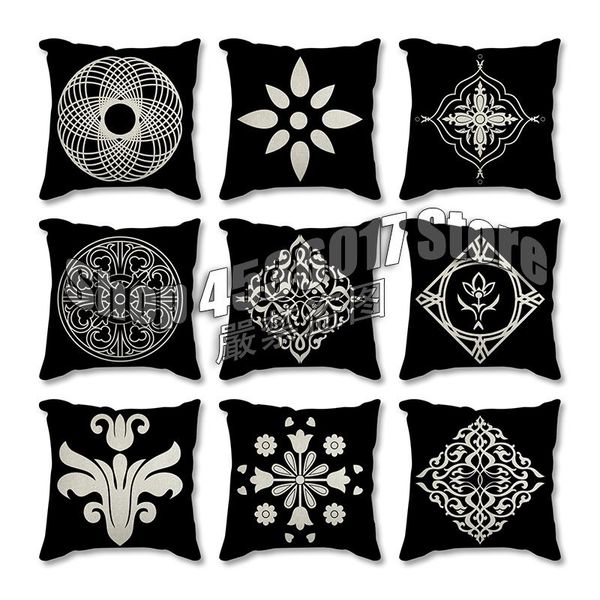 

pillow case black polyester cushion cover decorative cushions pillowcase for sofa home decoration cotton linen throw pillowcover 45*45cm