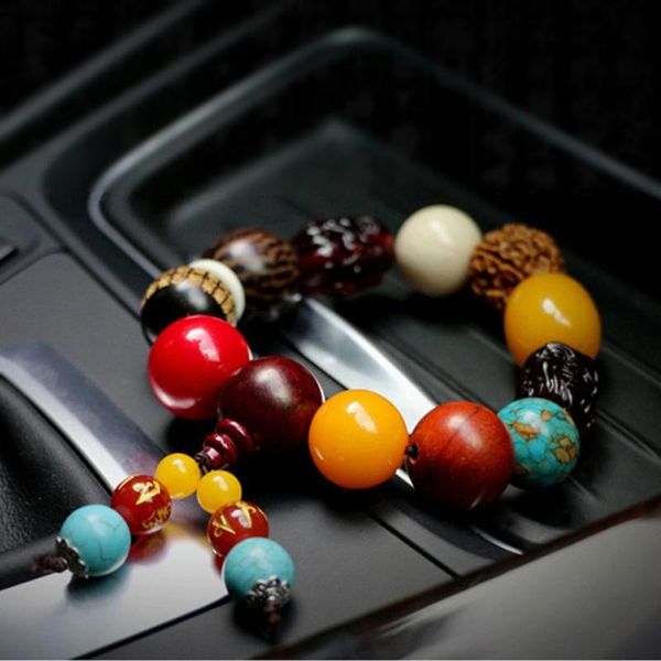 

interior decorations wood beads bracelets car rearview mirror hanging pendant