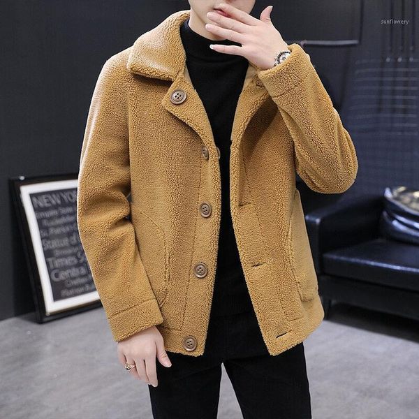 

men's jackets coat fashion 2021 autumn winter short casual double-sided jacket loose warm fur windproof waterproof windbreakers menswea, Black;brown