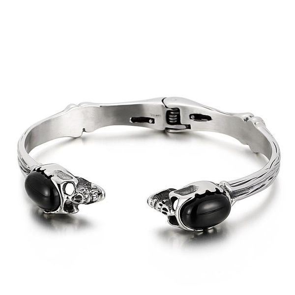 

bangle haolynjoy skull men's stainless steel exquisite jewelry, Black
