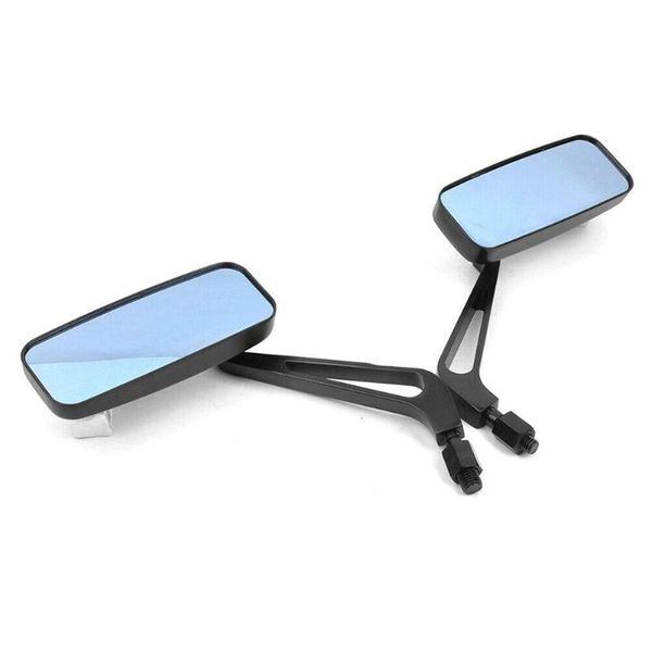 

motorcycle mirrors 1pair wide vision practical aluminum alloy blue glass side clear universal rear view mirror sports bike rectangle