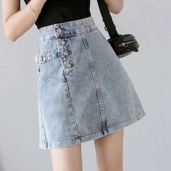 

skirt leaves brim short female spring korean summer personality breasted the line wild waist high hip jeans packet mini jupe r274 pl01, Black