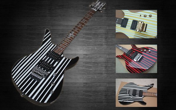 

flyoung synyster custom electric guitar black and white stripes