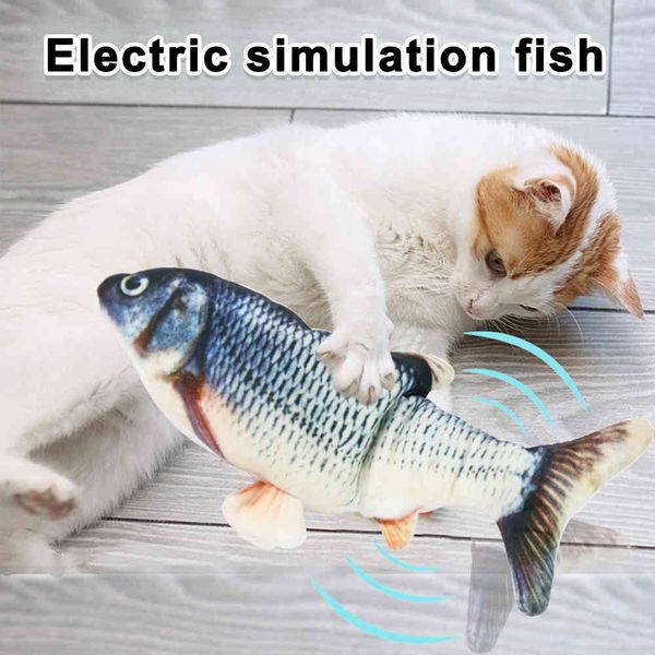 

30cm cute cat toy fish usb electric charging simulation dancing jumping moving floppy fish for cats interactivecatnip insid