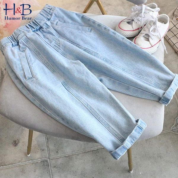 

jeans humor bear girls' pocket 2021 spring and autumn children's clothing japanese style fashion casual children trousers, Blue
