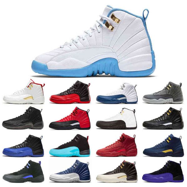 

with box 12s basketball shoes 12 for man black purple bulls dark grey fiba flu game french blue utility university gold indigo size 40-46