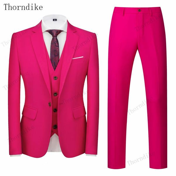 

men's suits & blazers thorndike 3pcs men blazer suit +vest +pants office business sets slim fit dress christmas party wedding, White;black