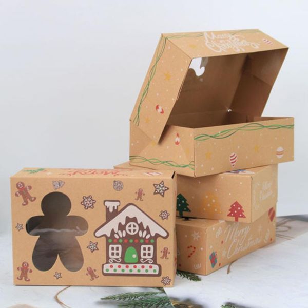 

gift wrap 4/8 /12pcs pack christmas cookie boxes bakery european style kraft paper candy box for party xmas 2021