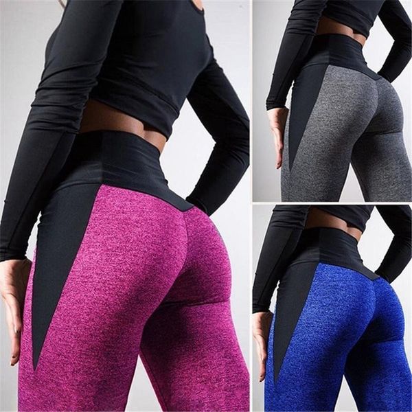

yoga outfit women leggings color matching printed stretch pants fitness bike cycling riding sportspant seamless push up tights