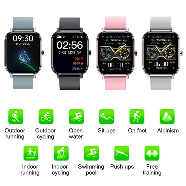 

call] bakeey waterproof smart watch 1.6inch large full-touch screen heart rate blood smartwatch for ios android watches