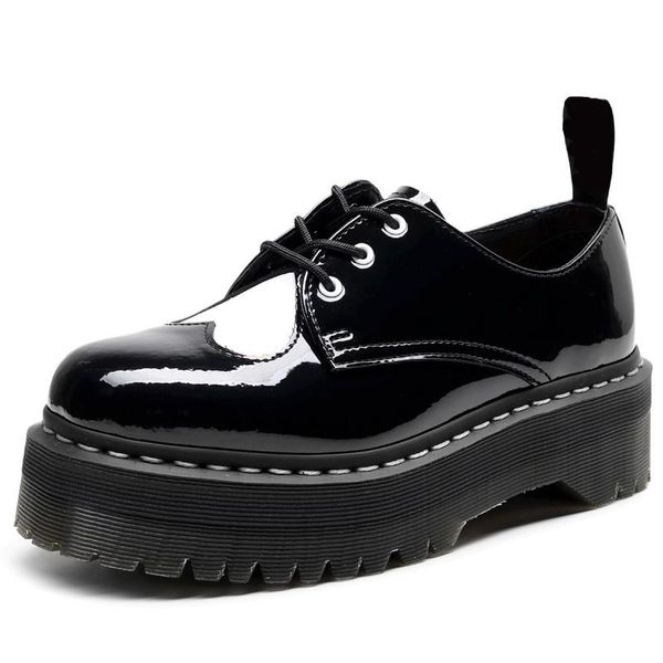 

boots warm like home size 35-41 chunky motorcycle for women autumn 2021 fashion round toe lace-up combat ladies shoes, Black