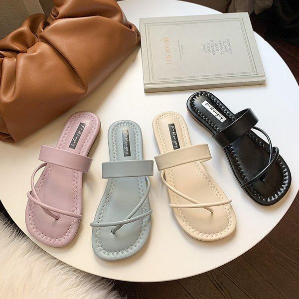 

slippers flat shoes female increased internal beige heeled sandals woman's cover toe black 2021 rubber pu basic rome solid round