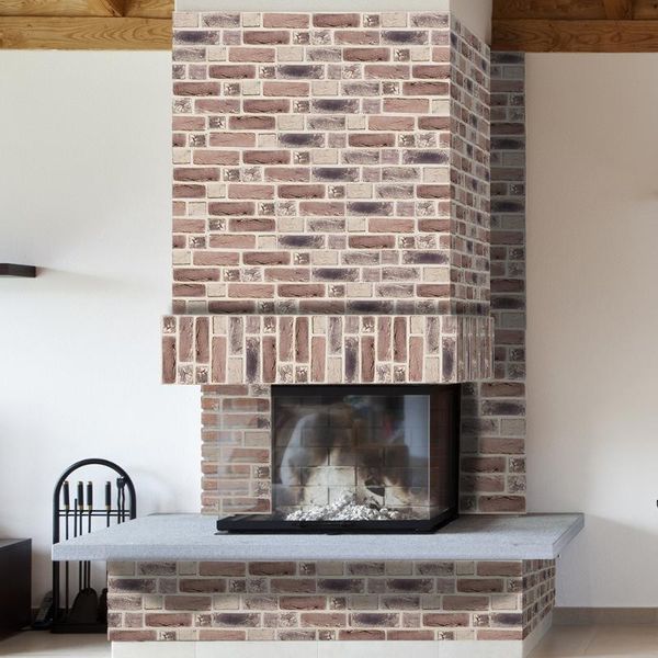 

wallpapers brown brick wall stickers retro oil-proof waterproof tile wallpaper for kitchen bathroom ground house decoration