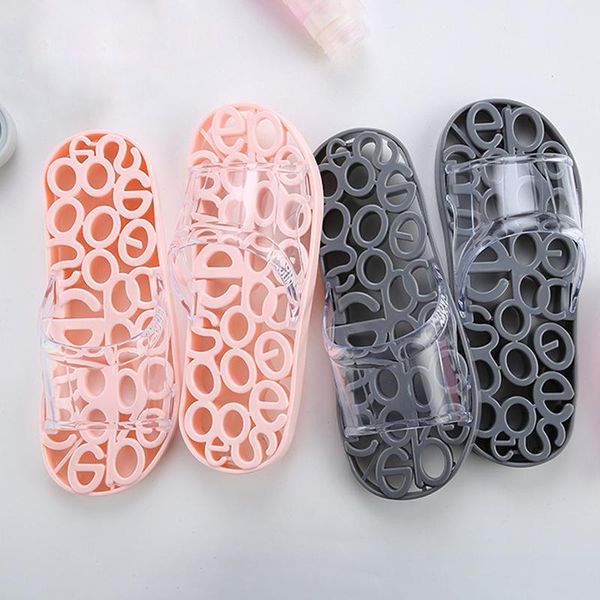 

slippers women summer hollow out sole word cool large size bathroom anti-skid wear-resistant home shoe, Black