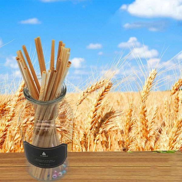 

drinking straws 100pcs natural wheat straw degradable plant environmental bag