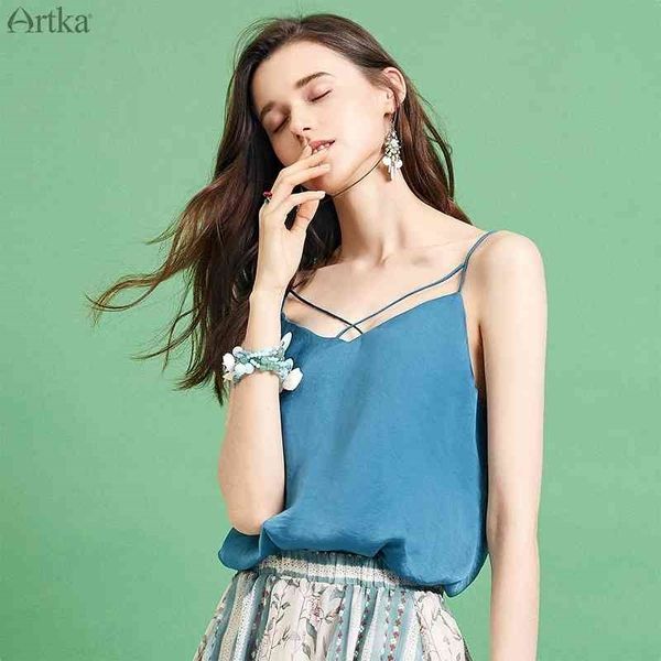 

artka summer women casual camis solid color tank lady sleeveless female clothes ba10089c 210326, White