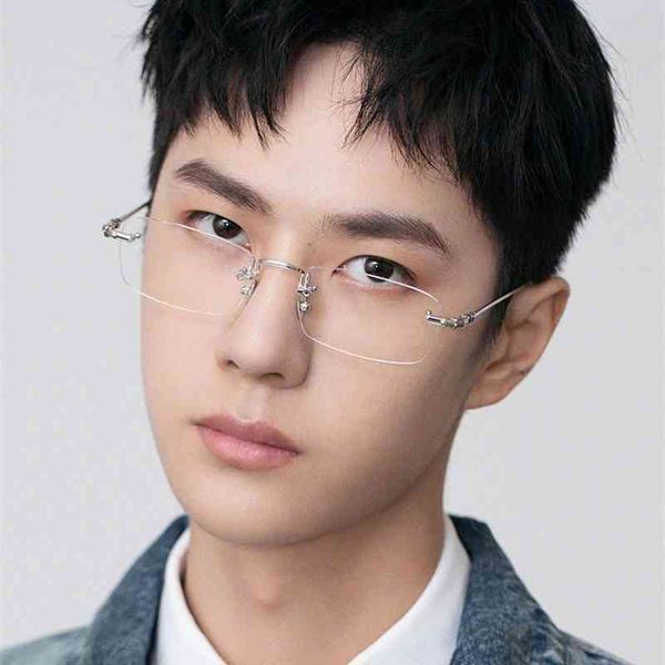 

70% off online store yibo's same rimless glasses can be equipped with myopia and eye frame for women, White;black