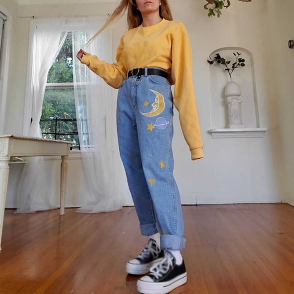 

blue fashion women jeans jean pants female vintage pants jeans women boyfriends wide leg jeans loose denim pants 210702