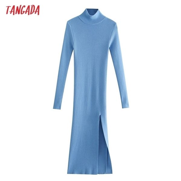 

tangada fashion women solid elegant turtleneck sweater dress long sleeve ladies midi ab29 211220, Black;gray