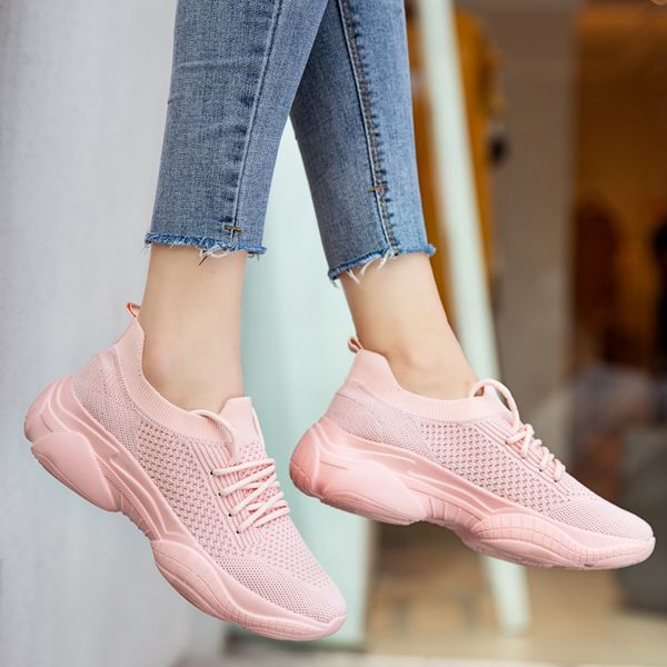 

comfortable men's women's running shoes breathable jogging mesh increased thick bottom trainers sports sneakers walking