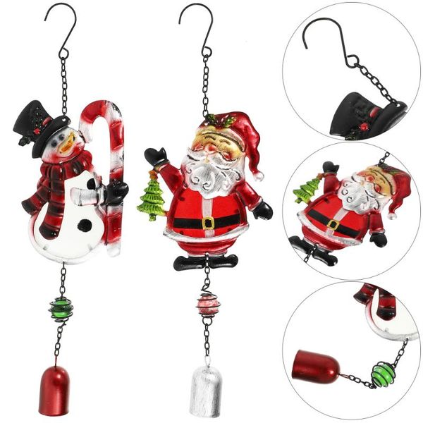 

decorative objects & figurines 2pcs christmas theme wind chime ornaments iron art window bell decoration