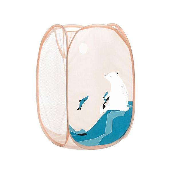 

laundry bags 066e kids cartoon bear foldable hamper with handles collapsible mesh n