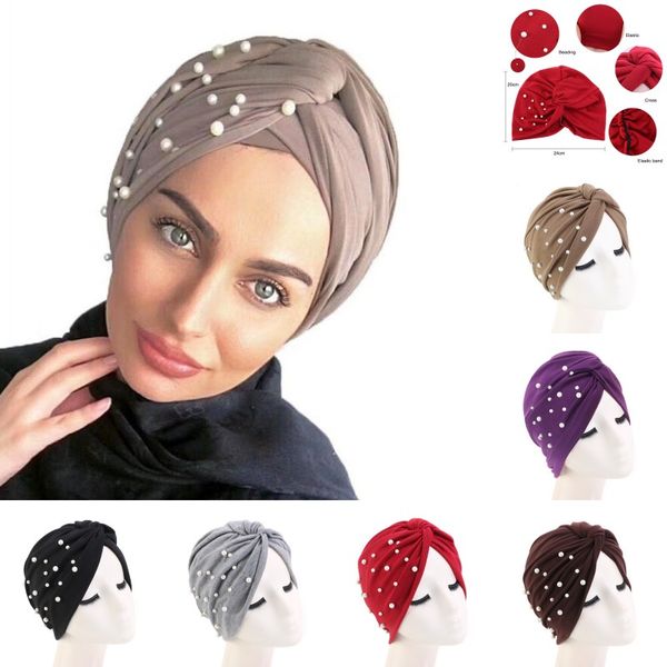 

new cotton pearl sleeping hair cap salon bonnets for women elasic satin night sleep hat hair loss cap bonnet ladies turban, Blue;gray
