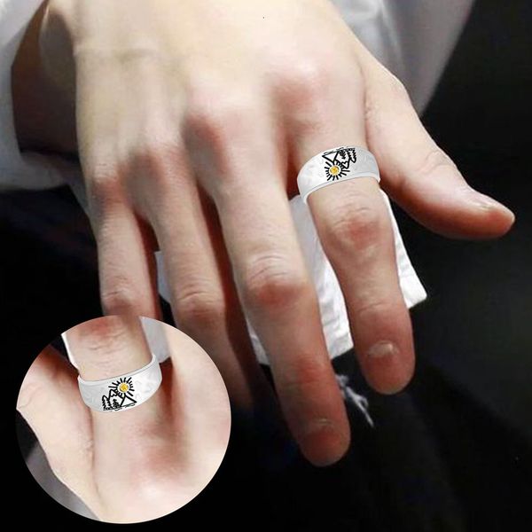 

yuanjin sunset valley simple mountain sun opening adjustable ring, Silver