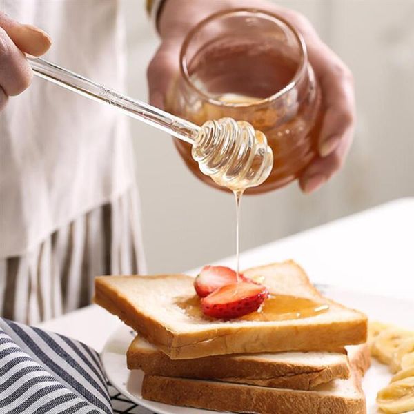 

spoons 1pc mini honey dipper stick glass jam coffee spoon for pot jar